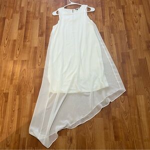 Kobi Halperin Asymmetrical White Flowy Semi-Sheer Slip Dress Beach Wedding XS
